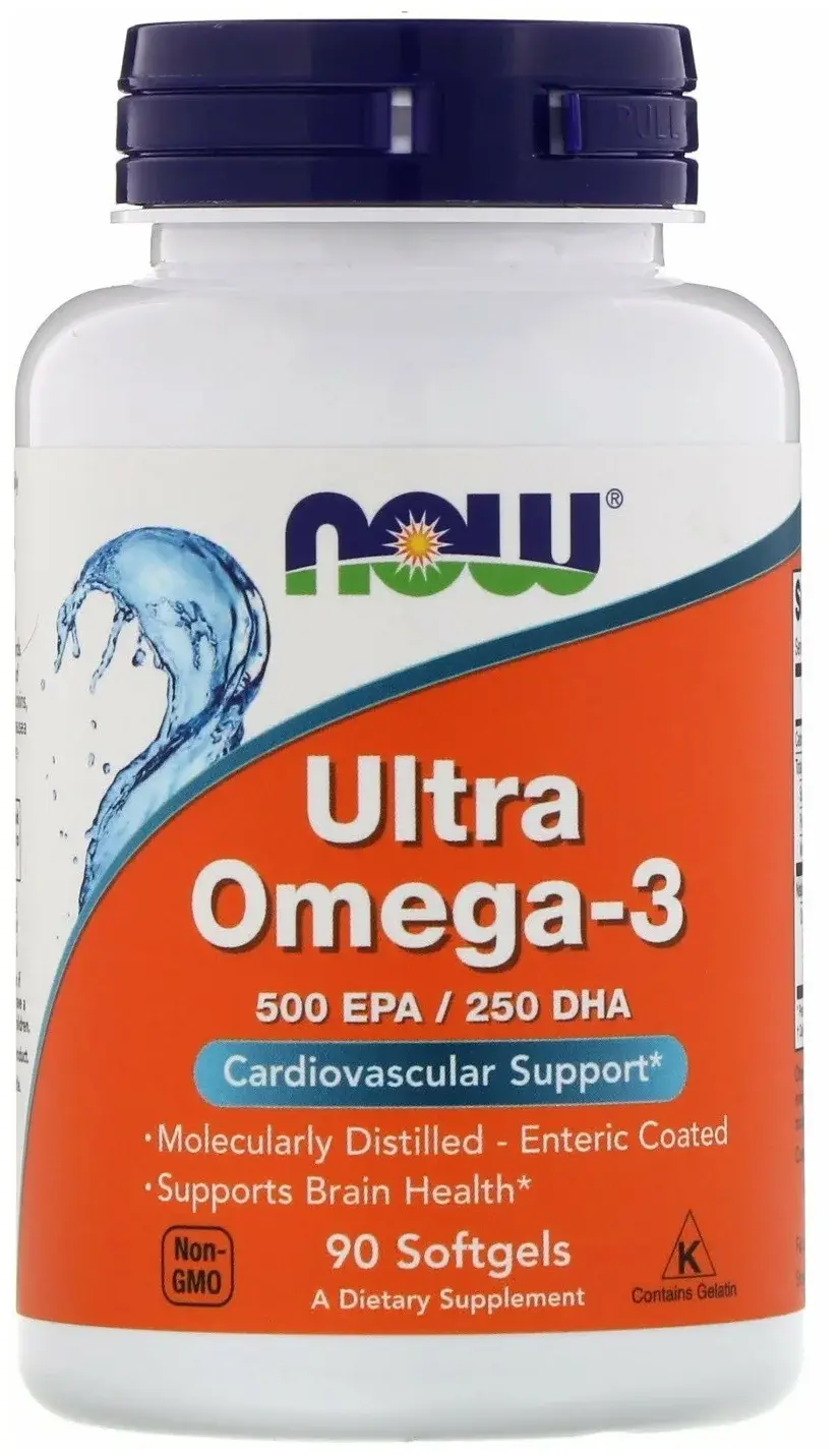 Витамины NOW Омега-3 Защита сердечно-сосудистой системы, 500DHA/250EPA, 90 шт в Хабаровске