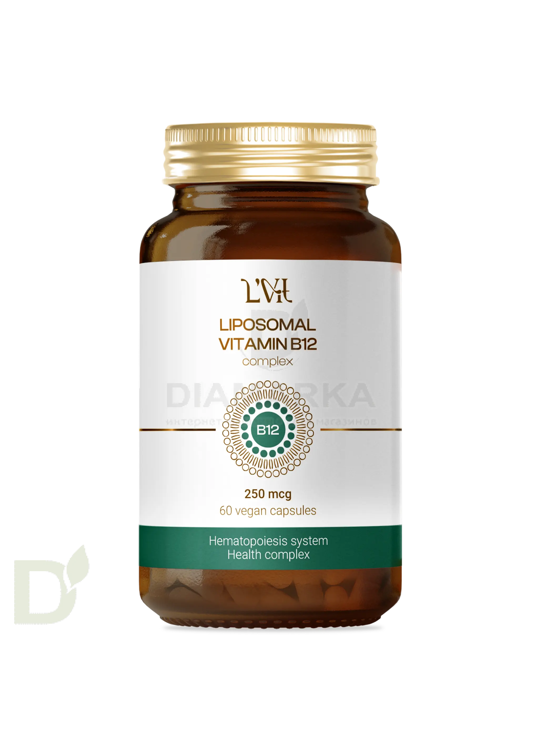 Витамины L'Vit Liposomal Vitamin B12+B9 complex, 250+200 мг в 1 капсуле, 60 капс