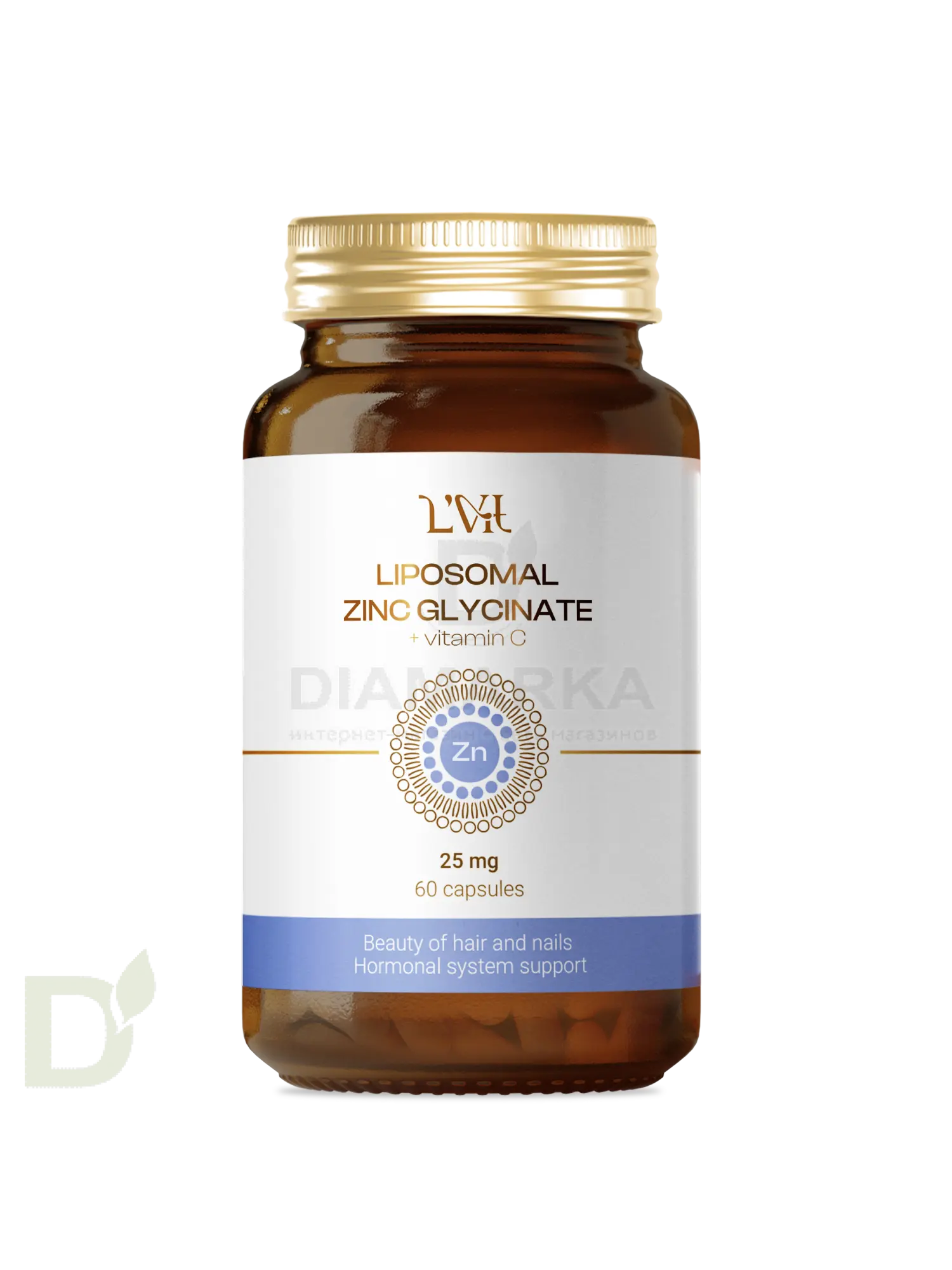 Витамины L'Vit Liposomal Zinc Glycinate + Vitamin C, 25 мг в 1 капсуле, 60 капс в Хабаровске
