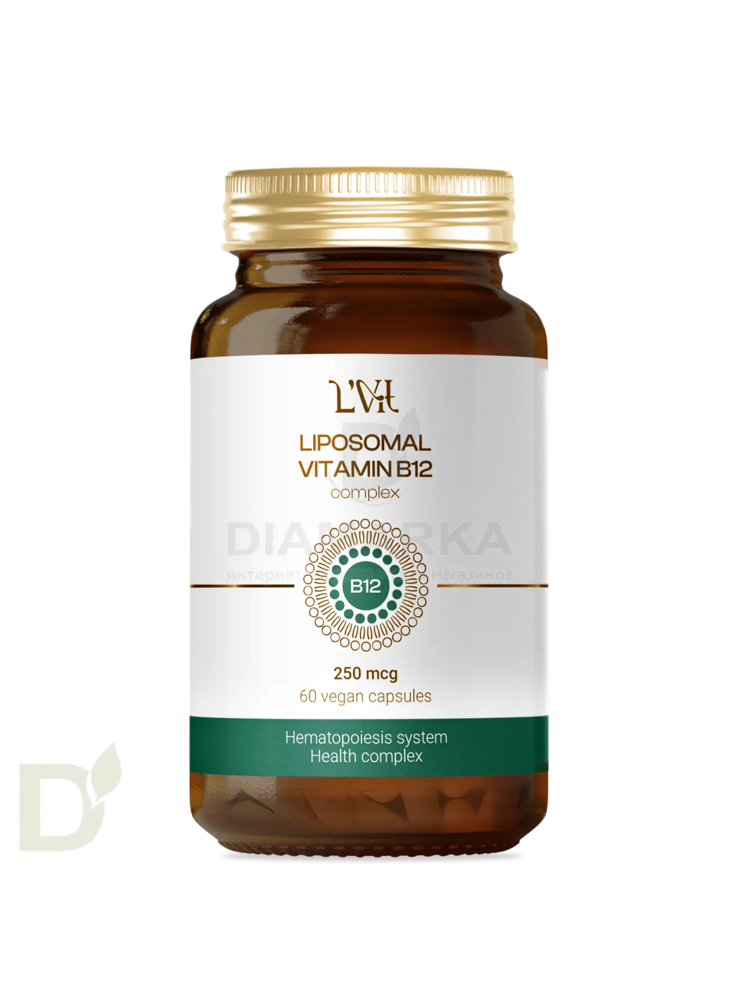 Витамины L'Vit Liposomal Vitamin B12+B9 complex, 250+200 мг в 1 капсуле, 60 капс в Хабаровске