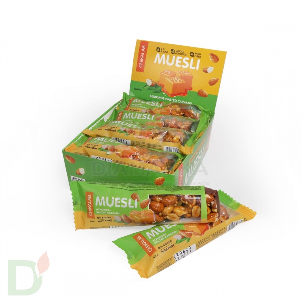 Батончик мюсли CHIKALAB миндальный с соленой карамелью 40 гр. в Хабаровске