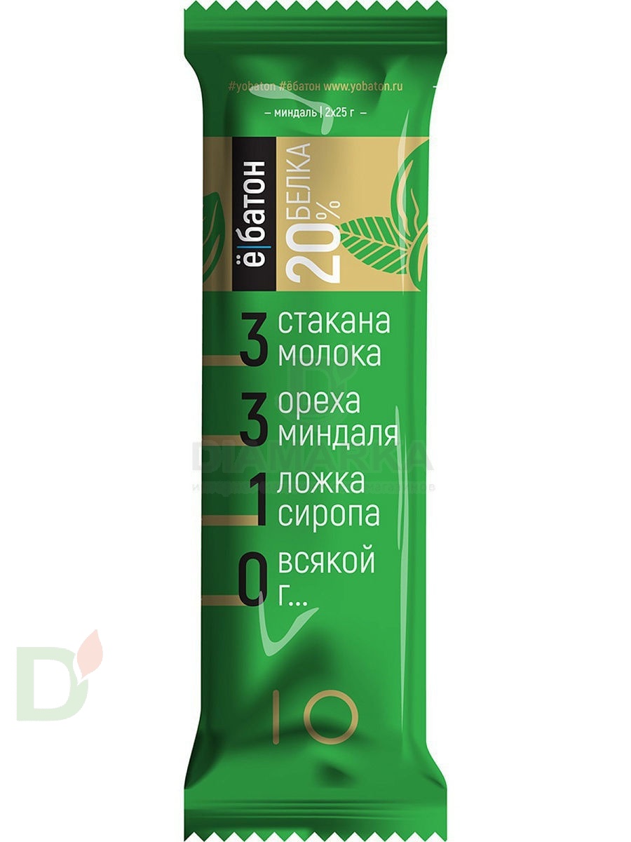 Батончик протеиновый Ё/батон Миндаль в шоколадной глазури 50гр в Хабаровске