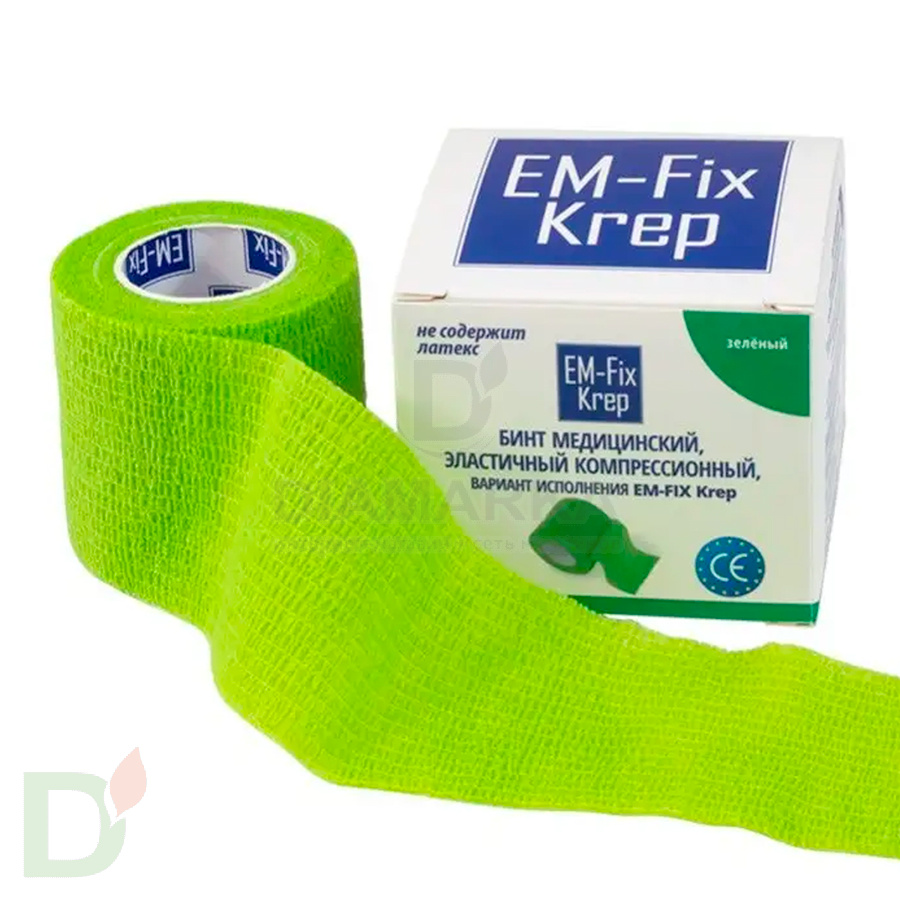 Бинт эластичный когезивный EM-fix krep Лайм, 5 см х 4,5 м в Хабаровске