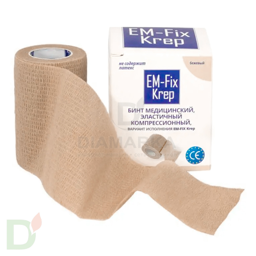Бинт эластичный когезивный EM-Fix krep бежевый, 7,5 см х 4,5 м в Хабаровске