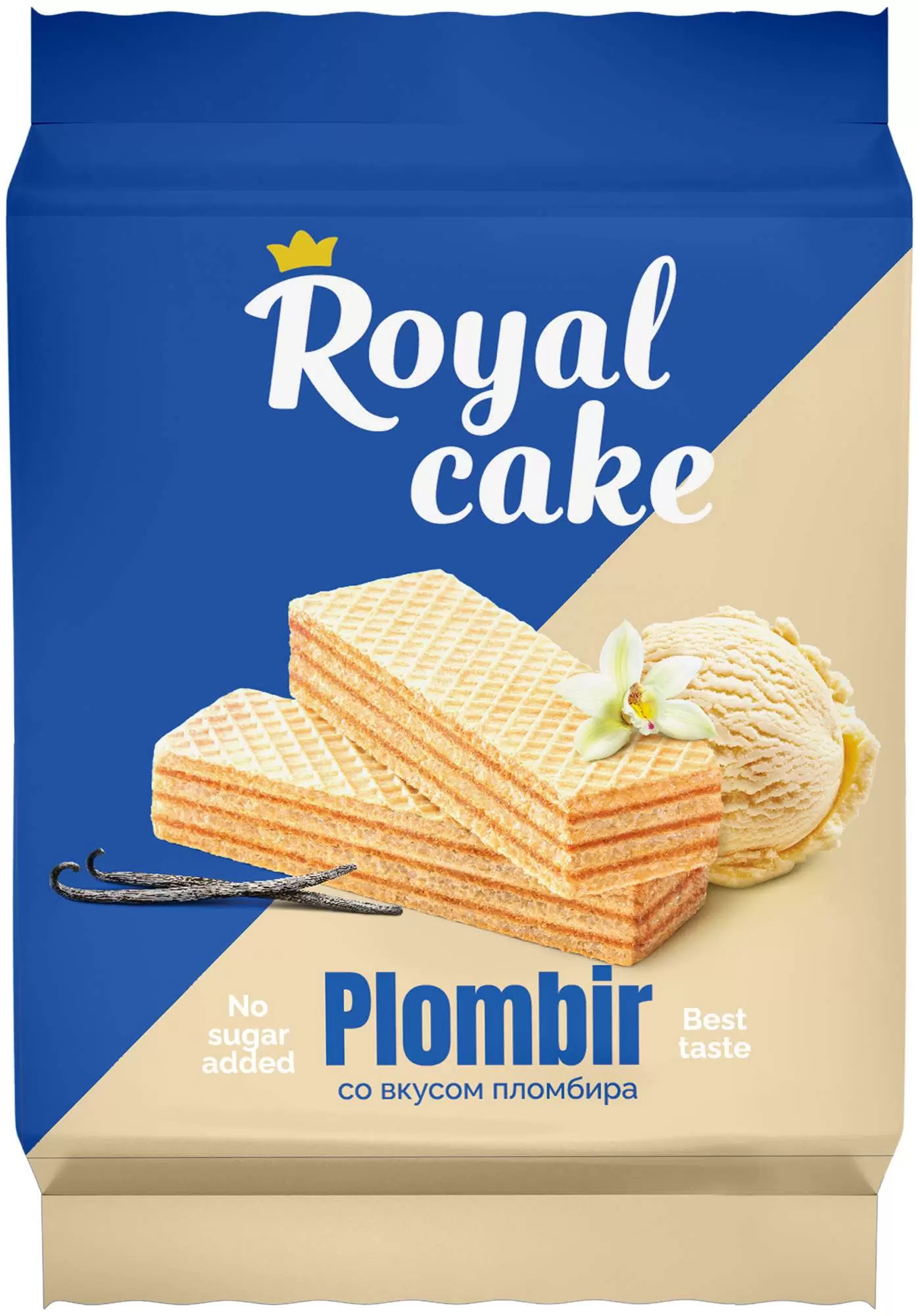 Вафли Royal cake со вкусом «ПЛОМБИР» без сахара, 120 г в Хабаровске