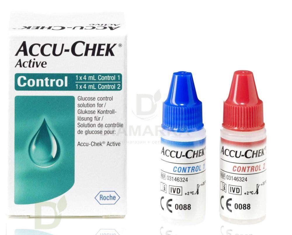 Контрольный раствор для Акку-Чек Актив, 2 пузырька по 4мл