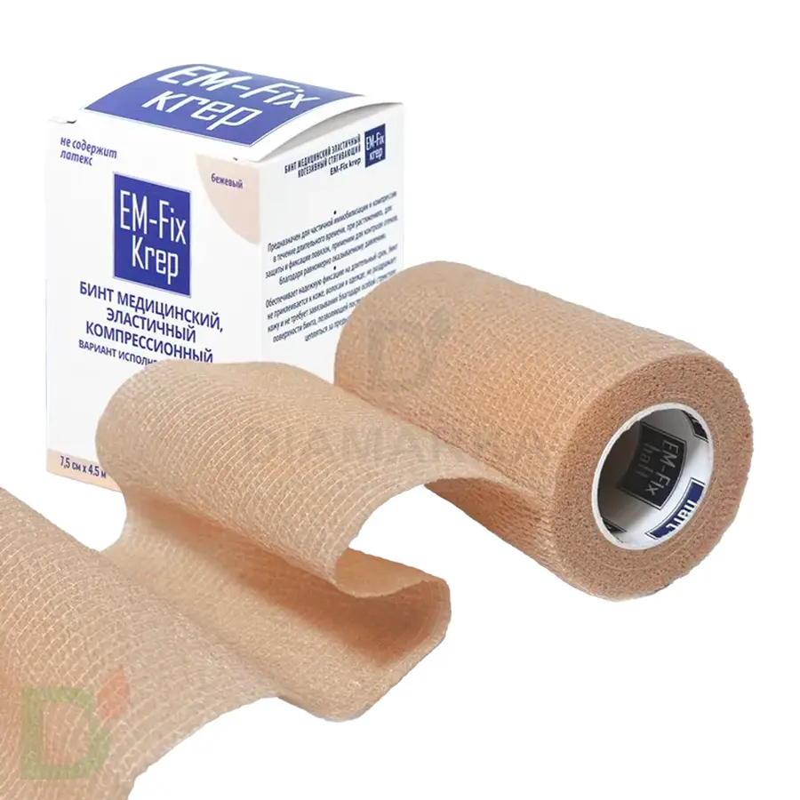 Бинт эластичный когезивный EM-Fix krep бежевый, 7,5 см х 4,5 м в Хабаровске
