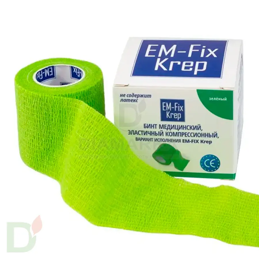 Бинт эластичный когезивный EM-fix krep Лайм, 5 см х 4,5 м в Хабаровске