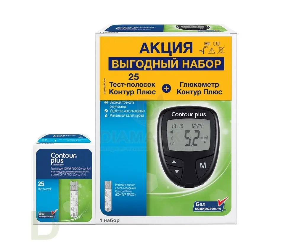 Глюкометр Контур Плюс + тест-полоски №25