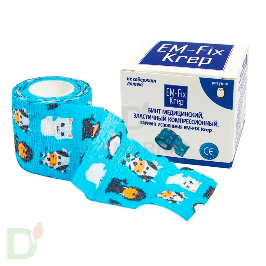 Бинт эластичный когезивный EM-fix krep Детский, 5см х 4,5м в Хабаровске